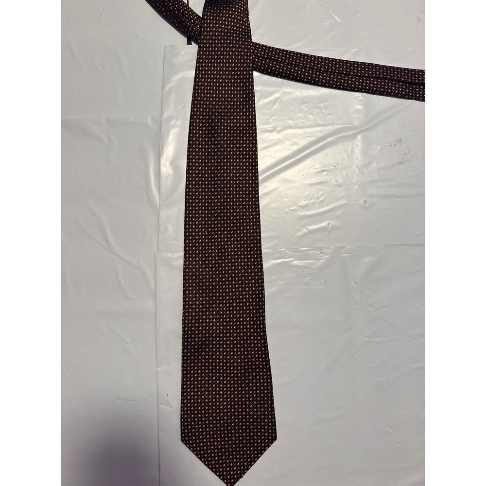 Stafford Mens Silk Blend Micro Dot Pattern‎ Tie Brown Orange Formal Business